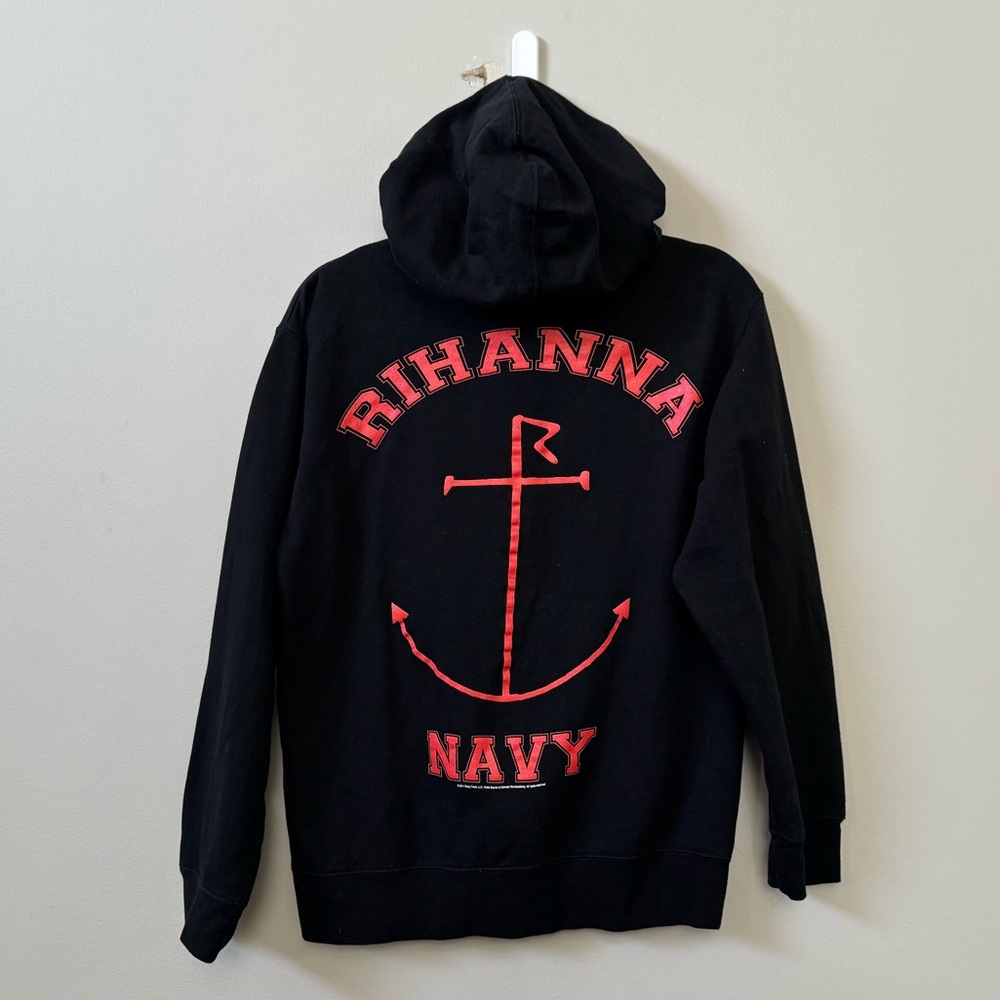 Rihanna Navy “Loud” black & red logo zip up hoodie